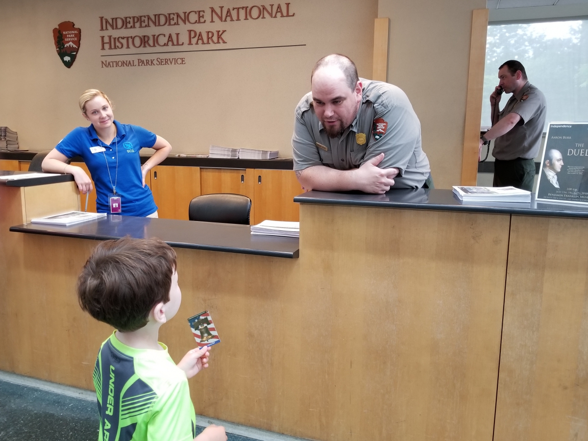 Receiving a Trading Card at the Independence Visitor Center Receiving a Trading Card at the Independence Visitor Center