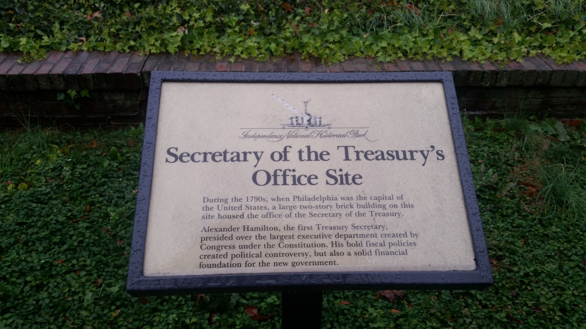 Historical Market Indicating the Location where Hamilton worked as Secretary of the Treasury Historical Market Indicating the Location where Hamilton worked as Secretary of the Treasury