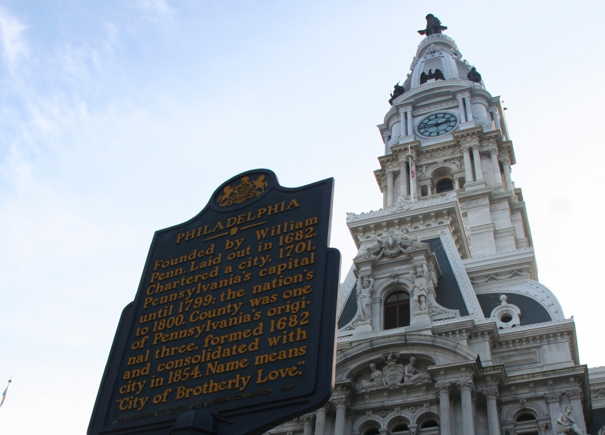 Philadelphia Historical Marker in Front of City Hall Philadelphia Historical Marker in Front of City Hall