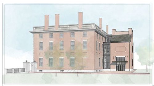 Rendering of the restored First Bank of the United States with a small addition added in the rear of the building Rendering of the restored First Bank of the United States with a small addition added in the rear of the building - Photo Credit: Independence Historical Trust